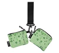 Foiosoh Clover and Car Lot de 2 porte-monnaie double avec dragonne pour homme et femme Vert clair, Trèfle et voiture vert clair, 1 size, Moderne