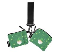 Foiosoh Clover and Dwarf Green Lot de 2 porte-monnaie pour femme avec fermeture éclair, Trèfle et vert nain, 1 size, Moderne