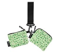 Foiosoh Clover and Line Lot de 2 porte-monnaie avec fermeture éclair et dragonne pour homme et femme Vert, Trèfle et vert ligne, 1 size, Moderne
