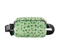 Foiosoh Clover and Line Sac banane tendance vert pour femmes, hommes, adolescents, sac de sport à bandoulière grande capacité avec sangle réglable pour voyage, course à pied, randonnée, Trèfle et vert