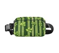 Foiosoh Clover and Stripe Sac à bandoulière tendance pour homme et femme Petit sac à bandoulière avec sangle réglable pour entraînement, course à pied, randonnée Vert, Trèfle et rayures Vert, 1 size