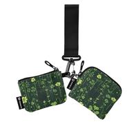 Foiosoh Clover Lot de 2 étuis pour cartes de crédit fins et plats avec dragonne pour femme et homme Noir et vert, Trèfle noir et vert, 1 size, Moderne