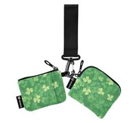 Foiosoh Clover Lucky Green Lot de 2 portefeuilles fins et amovibles avec porte-clés pour femme et homme Vert, Vert trèfle porte-bonheur, 1 size, Moderne