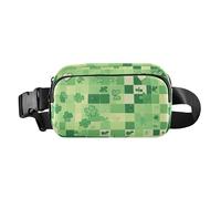 Foiosoh Clover Sac banane élégant à carreaux en forme de cœur pour homme et femme avec sangle réglable pour voyage, gym, travail, Motif trèfle à carreaux Vert, 1 size