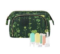 Foiosoh Clover Trousse de toilette noire et verte avec fermeture éclair pour femme, Trèfle noir et vert, 1 size, Dessin animé
