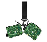Foiosoh Clovers and Dwarf Green Lot de 2 pochettes pour pièces de monnaie et porte-cartes avec fermeture éclair et dragonne pour homme et femme, Trèfles et vert nain, 1 size, Moderne