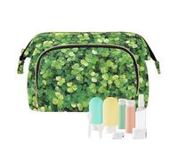 Foiosoh Clovers Ans Line Trousse de maquillage imperméable beige pour femme pour accessoires de voyage, Trèfle de rêve vert, 1 size, Dessin animé