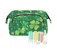 Foiosoh Clovers Ans Line Trousse de maquillage imperméable beige pour femme pour accessoires de voyage, Motif trèfles et étoiles, 1 size, Dessin animé