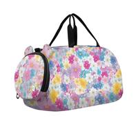 Foiosoh Cottage Beautiful Flower Blue Sac de sport pour fille avec compartiment à chaussures Sac de nuit multifonction pour voyage, natation, danse, ballet