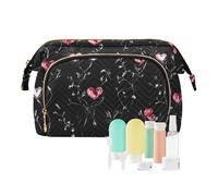Foiosoh Country Leaf Trousse de maquillage légère pour pinceaux de maquillage Blanc, Cœur et branche blanche - Noir, 1 size, Dessin animé