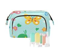 Foiosoh Country Leaf Trousse de maquillage légère pour pinceaux de maquillage Blanc, Papillon jaune et bleu, 1 size, Dessin animé