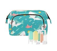 Foiosoh Cœur de pêche fond noir cosmétique étanche voyage trousse de maquillage période cosmétique sac cosmétique, poisson et étoile bleu, 1 taille, dessin animé, Poisson et étoile bleue, 1 size,
