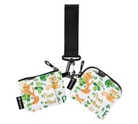 Foiosoh Cut Cat and Clover Lot de 2 porte-monnaie avec poche zippée pour femme et homme Vert, Chat coupé et vert trèfle, 1 size, Moderne