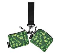Foiosoh Dog and Clover Lot de 2 étuis à cartes pour femme avec fermeture éclair et poche à monnaie Vert foncé, Chien et trèfle Vert foncé, 1 size, Moderne