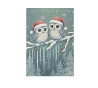 Foiosoh Drapeau de jardin hiboux de Noël 71,1 x 101,6 cm avec côtés robustes pour extérieur, cour, maison, petites vacances, pelouse, patio