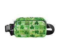 Foiosoh Dreamy Clover Sac banane tendance à carreaux vert pour homme et femme résistant à l'eau avec sangle réglable pour voyage, gym, travail, Trèfle de rêve à carreaux vert, 1 size