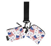 Foiosoh Flags and Stars Lot de 2 porte-monnaie pour femme avec dragonne Blanc, Drapeaux et étoiles blancs, 1 size, Moderne