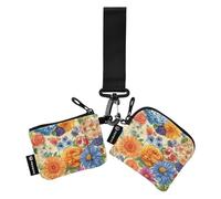 Foiosoh Florals Zinnia Canna Lot de 2 portefeuilles doubles avec dragonne pour femme et homme Jaune, Florals Zinnia Canna Jaune, 1 size, Moderne