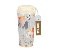 Foiosoh Gobelet à café de voyage délicat gris éléphant avec couvercles, tasses à café en acier inoxydable, tasse à café thermique pour chaud et froid, 500 ml, étanche