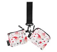 Foiosoh Heart Love and Dwarf Lot de 2 pochettes pour pièces de monnaie et cartes de crédit Taille compacte avec poche zippée pour homme et femme, amour du cœur et nain, 1 size, Moderne