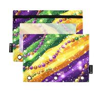 Foiosoh Lot de 2 pochettes à crayons vertes pour 3 anneaux - Grandes pochettes à crayons avec fenêtre transparente - Pour fournitures scolaires et de bureau