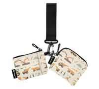 Foiosoh Lot de 2 pochettes beiges pour pièces de monnaie et cartes avec poche zippée pour femme et homme Motif excavatrice, Motif pelleteuse beige, 1 size, Moderne