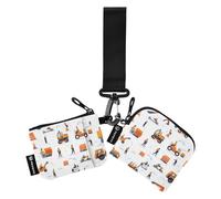 Foiosoh Lot de 2 pochettes pour pièces de monnaie et cartes de crédit avec poche zippée pour femme Motif excavatrice Blanc, Motif pelleteuse blanc, 1 size, Moderne