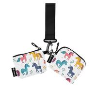 Foiosoh Lot de 2 porte-cartes avec porte-clés pour femme et homme Motif licornes magiques Blanc, licornes magiques drôles blanches, 1 size, Moderne