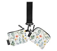 Foiosoh Lot de 2 porte-monnaie avec fermeture éclair plate et porte-clés pour homme et femme Motif fleurs de campanule Blanc, Fleurs campanule Canna blanc, 1 size, Moderne