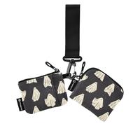 Foiosoh Lot de 2 porte-monnaie noirs avec fermeture éclair pour femme Motif monstre mignon horreur, Mignon monstre horreur noir, 1 size, Moderne