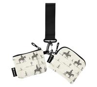 Foiosoh Lot de 2 porte-monnaie Western Cowboy et Cactus pour femme - Petit portefeuille portable à fermeture éclair avec dragonne - Pour homme et femme, Cowboy occidental et cactus, 1 size, Moderne