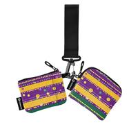 Foiosoh Lot de 2 portefeuilles à double dragonne, avec poche à fermeture éclair pour femmes et filles - Motif morts violets et jaunes, Motif mort violet et jaune, 1 size, Moderne