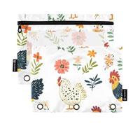 Foiosoh Lot de 2 trousses à crayons avec motif de poule rustique blanc à 3 anneaux pour classeurs de bureau