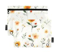 Foiosoh Lot de 2 trousses à crayons beige Bellflower Canna à 3 anneaux pour classeur léger et lisse avec fermeture éclair pour fournitures scolaires, bureau, université