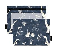 Foiosoh Lot de 2 trousses à crayons drôles dinosaures bleu foncé pour 3 anneaux portables avec fenêtre transparente pour l'école, les ustensiles d'écriture, les fournitures de rangement