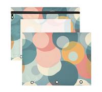 Foiosoh Lot de 2 trousses de maquillage avec fermeture éclair lisse 3 trous pour papier A4 Lettre Teacher Class Circle Bleu clair