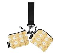 Foiosoh Lovely Monster Lot de 2 porte-monnaie avec poche zippée pour homme et femme Jaune, Lovely Monster Jaune, 1 size, Moderne