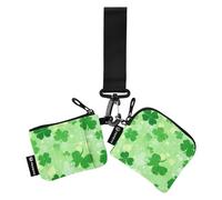 Foiosoh Lucky Clover Lot de 2 porte-monnaie avec fermeture éclair pour femme et homme Vert, Motif trèfle porte-bonheur - Vert, 1 size, Moderne