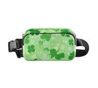 Foiosoh Lucky Clover Sac banane élégant avec sangle réglable pour femmes, hommes, adolescents - Grande capacité - Vert, Motif trèfle porte-bonheur - Vert, 1 size