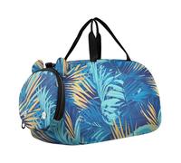 Foiosoh Palm Leaf Sac de sport léger pour garçon avec compartiment à chaussures Bleu, Bleu feuille de palmier, 1 size, Moderne/ajusté