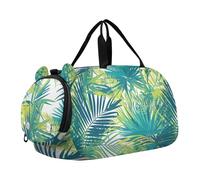 Foiosoh Palm Leaf Tropic Sac de sport pour garçon avec compartiment à chaussures Grande capacité Sac de sport pour voyage, natation, danse, ballet, feuille de palmier tropique, 1 size, Moderne/ajusté