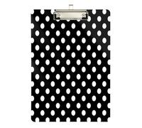 Foiosoh Porte-bloc blanc à pois noirs avec dossier en plastique pour enseignant infirmier, taille 9 x 12