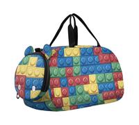 Foiosoh Sac de sport amusant pour garçon avec compartiment à chaussures - Grande capacité - Pour voyage, sport, fitness et entraînement, Blocs de construction amusants, 1 size, Moderne/ajusté