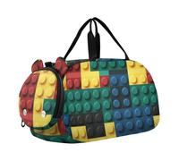 Foiosoh Sac de sport mignon avec compartiment à chaussures multifonctionnel pour la plage, la natation, les sports de piscine, Blocs de construction mignons, 1 size, Moderne/ajusté