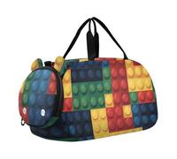 Foiosoh Sac de sport mignon avec compartiment à chaussures pour enfants sans couture - Grande capacité - Pour garçons et filles, blocs de construction sans couture, 1 size, Moderne/ajusté