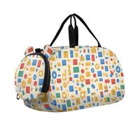 Foiosoh Sac de voyage léger avec compartiment à chaussures pour garçons et filles, Motif blocs de construction de dessin animé, 1 size, Moderne/ajusté