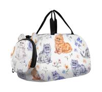 Foiosoh Selkirk Rex Cats Sac de sport léger avec compartiment à chaussures pour voyage, natation, danse, ballet Blanc, Selkirk Rex chats blancs, 1 size, Moderne/ajusté