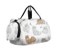 Foiosoh Selkirk Rex Cats Sac de sport multifonction pour enfants avec compartiment à chaussures pour la plage, la natation, la piscine, Selkirk Rex chats blancs et marron, 1 size, Moderne/ajusté