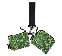 Foiosoh Small Clover Lot de 2 portefeuilles doubles pour femme et homme avec poche zippée Vert, Petit trèfle vert, 1 size, Moderne
