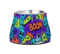 Foiosoh Street Graffiti Vector Patterns Gamelles antidérapantes en acier inoxydable pour chat à alimentation lente